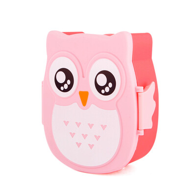 

mymei Cute Cartoon Owl Lunch Box Case Food Container Portable Bento Box with Spoon PINK