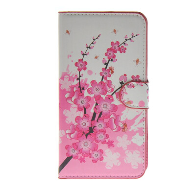 

MOONCASE Plum flower style Leather Side Flip Wallet Card Slot Stand Pouch ЧЕХОЛ ДЛЯ Samsung Galaxy E7