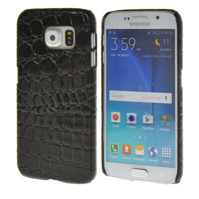 

MOONCASE Crocodile Skin Style Hard Rubberized Rubber Coating Devise Back Case Cover for Samsung Galaxy S6 Black