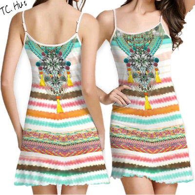 

2018 Europe&the new wild casual vests digital printing in the long section of the Slim dress