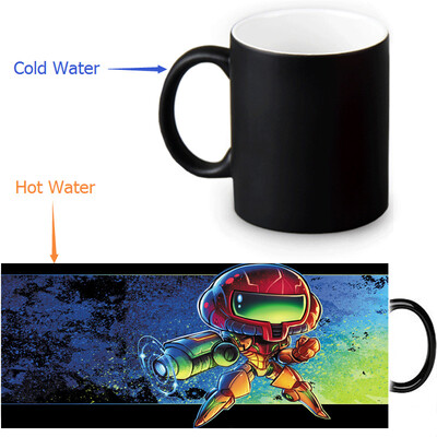 

Metroid 350ml / 12oz Heat Reveal Mug Color Change Чашка кофе Чувствительные морфинг-кружки Волшебная чашка для чайных чашек