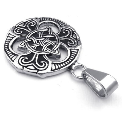 

Hpolw Mens Womens Celtic Knot Stainless Steel Pendant Necklace Black Silver 18-26 inch Chain