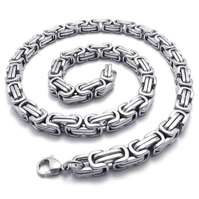 

Hpolw Jewelry Stainless Steel Casting Sterling Silver Biker Mens Chain Necklace,8mm 22" 24" 26