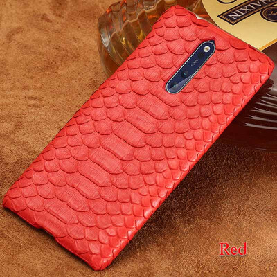 

Genuine Leather Phone Case For Nokia 6 8 Case Natural Python Skin All handmade Back Cover