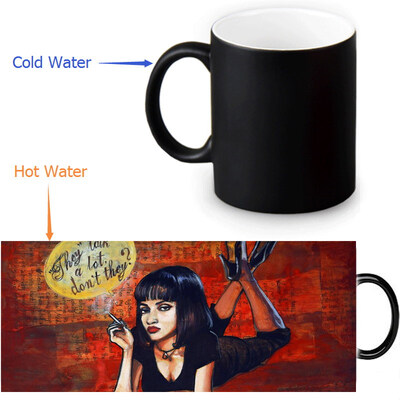 

Pulp Fiction 350ml12oz Heat Reveal Mug Color Change Coffee Cup Sensitive Morphing Mugs Magic Mug Milk Tea Cups