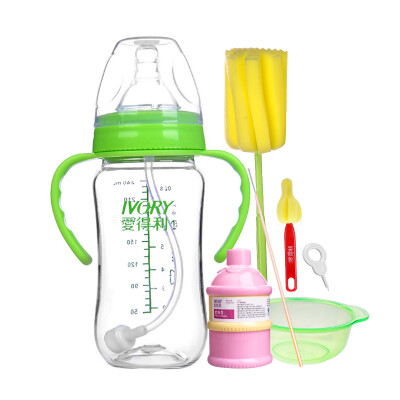 

IVORY Baby bottle wide caliber drop-proof handle Tetrio baby bottle bottle set 240ml with cross pacifier ​​JDT-05