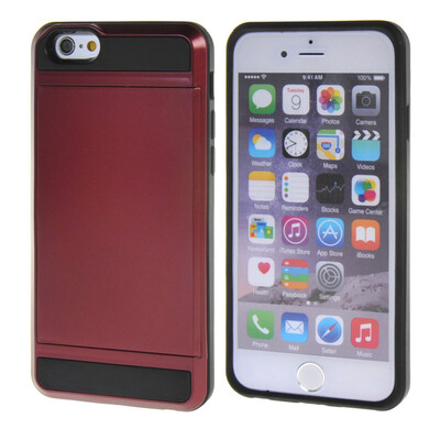 

MOONCASE ЧЕХОЛ ДЛЯ iPhone 6 / 6S (4.7") Soft Silicone Gel TPU Skin With Card Holder Protective Red