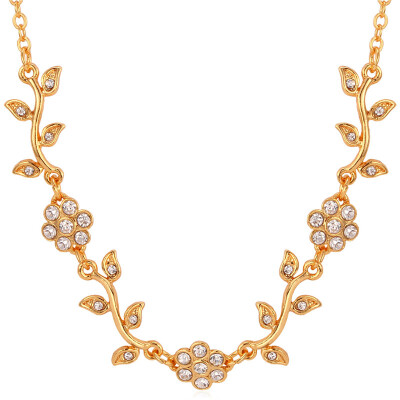 

Flower Shape Style 2015 New Platinum/18K Real Gold Plated Rhinestone Fashion Jewelry Wholesale Flower Charm Necklace Women