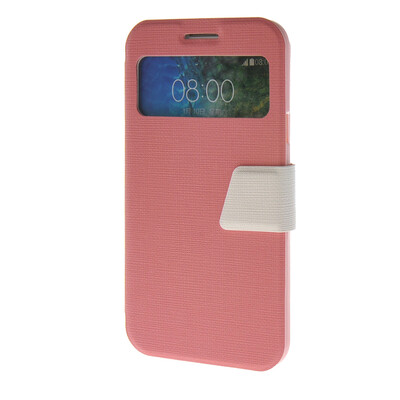 

MOONCASE View window Leather Wallet Flip Stand Pouch Case Cover for Samsung Galaxy E7 Pink