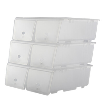 

NetEase carefully selected black pineapple PP clamshell double storage shoe box combination transparent shoe box front open stackable storage box storage box 6 Pack