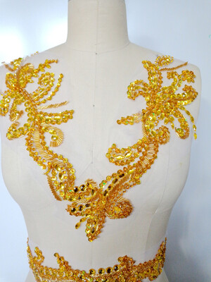 

hand made crystals trim patches golden sew on Rhinestones applique 3636cm fortop dress accessory