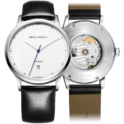 

Seagull watch fashion simple watch automatic mechanical form calendar white belt seagull watch male table 819175038