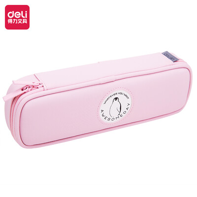 

Deli deli dirt-resistant waterproof pencil case student stationery box large-capacity multi-function pen bag cherry powder 66796