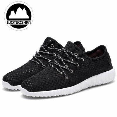 

The New Mens fashion Comfortable Ultralight Mesh Fashion casual sports shoes Weaving Non-slip Hollow Flat shoes Student shoes