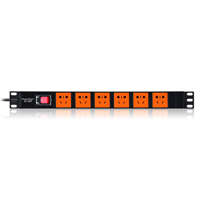 

PowerSync MPDU16EN0018 PDU 6-bit cabinet power socket board wiring board black with orange 18 meters