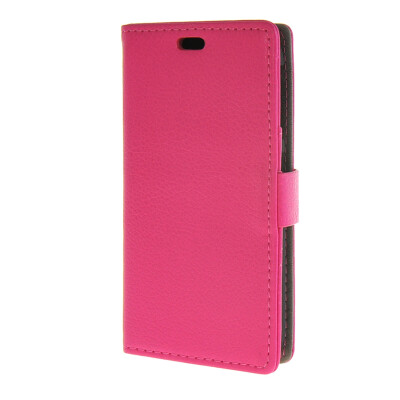 

MOONCASE Litch Skin Leather Card Slot Wallet Bracket Back Case Cover for HTC Desire 320 D320 Hotpink