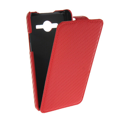 

MOONCASE Carbon fiber Leather Bottom Flip Pouch ЧЕХОЛ ДЛЯ Samsung Galaxy Core 2 II G355h Red