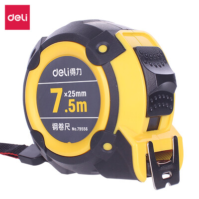 

Deli deli 75m × 25mm with plastic double-sided scale male&female double steel tape measure yellow 79556