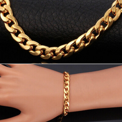 

Yellow Golden 18K Copper Link-closed Chain Bracelet