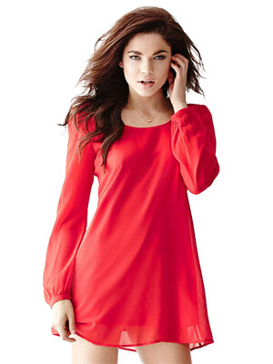 

Hollow Out Back Solid Casual Dress