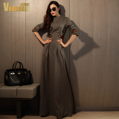 

Wei Ya Ji VERRAGEE2017 early autumn new dress long-sleeved Europe and the United States temperament Slim thin slender dress long skirt