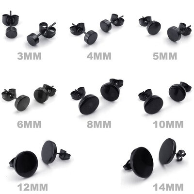 

Hpolw Mens Stainless Steel 3-14mm 8 Pairs Charm Elegant Stud Earrings Set Black