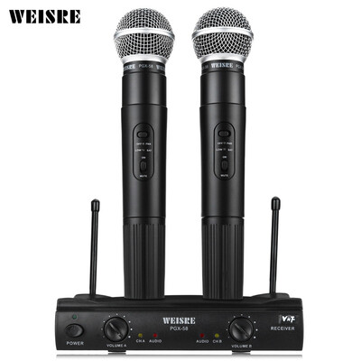

WEISRE PGX58 VHF Dual Wireless Microphone with Receiver for Karaoke