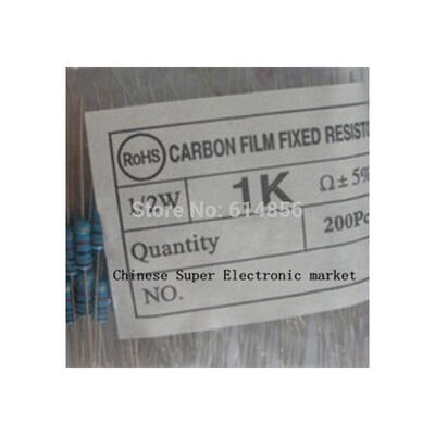 

500PCS Resistor 1/2W 0.5W Watt 1k ohm 1kohm Carbon Film Resistor 1/2W 5% 500PCS