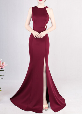 

Halter Fishtail Slim Wedding Party Evening Dress Female Split Skirt Sexy Temperament Dress