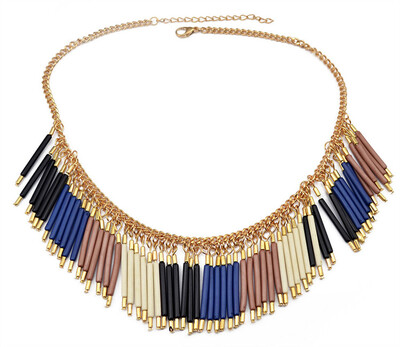 

Idealway New Fashion Colorful Bar Tassel Pendant Necklace Women Jewelry