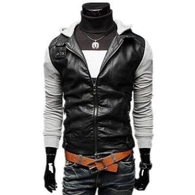 

Zogaa New Men's Leather clothing Slim Hoodie Washing