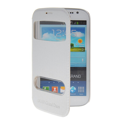 

MOONCASE View Window Leather Side Flip Pouch Stand Shell Back ЧЕХОЛ ДЛЯ Samsung Galaxy Grand Duos i9080 i9082 White