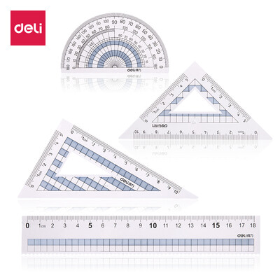 

Deli deli student ruler triangle ruler protractor drawing combination ruler set of 4 color random 71968