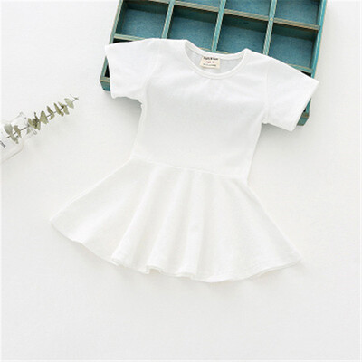 

2018 summer new girl dress cotton floral skirt short sleeves big skirt simple childrens skirt