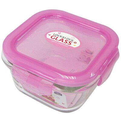 

LOCK&LOCK newborn HELLO KITTY storage box glas sealed heat-resistant glass storage tank microwave lunch box bowl pink LLG205-PKT