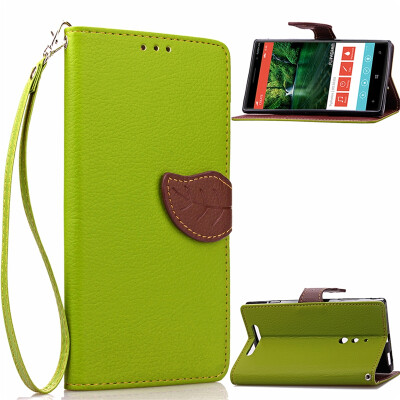 

MOONCASE [Leaves Magnetic] Wrist Strap Flip PU Leather Wallet Card Pouch Bracket Stand Back Case Cover for Nokia Lumia N830