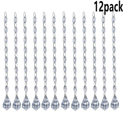 

12 PCS Acrylic Crystal Chandelier Pendant - Beads Garland Hanging Beaded Curtains - Wedding Christmas Table Party Decoration