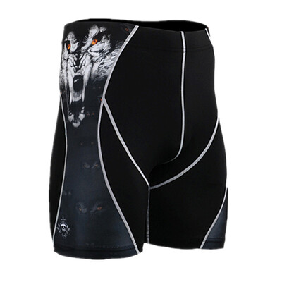 

New Mens Fashion Compression Tights Short 3D Print Quick Dry Skinny Leggings Tights Fitness MMA Pants Stitching Shorts