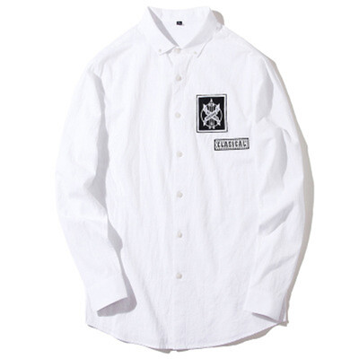 

Mens long-sleeved cotton embroidered shirt