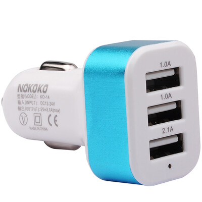 

Ferguson cabos F06807 Car Charger Dual usb Car Charger One Pushing Two Cigarettes One Mop Triple 2A Charging Head Cigarette Car Charger Three USB Blue