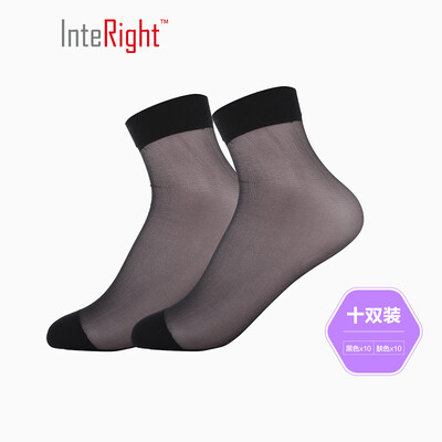 INTERIGHT stockings female beauty skin high transparent crystal silk stockings socks 10 double boxed black