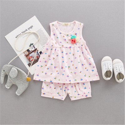 

Girls Clothing Sets 2018 New Summer Girls clothes cartoon Pattern Print Kids clothes T-shirt Red Shorts Children clothing
