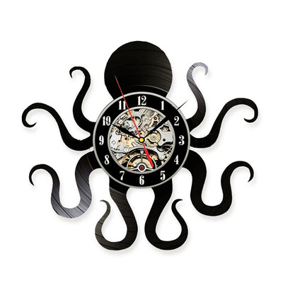 

Octopus Design Кварцевые виниловые пластинки настенные часы