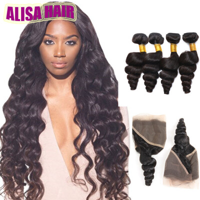 

Ear To Ear 7A Virgin Brazilian Lace Frontal Closure With Bundles Cheap Curly Loose Wave Human Hair Weave Full Frontals Closure Pie