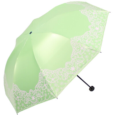 

Paradise umbrella summer rookie silk velvet black plastic silk screen tri-fold black rod steel umbrella umbrella sun umbrella green 33249E