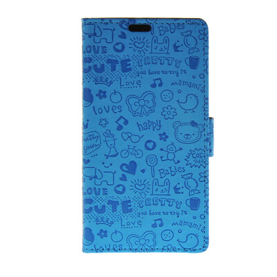 

MOONCASE Cute Little Witch Leather Side Flip Wallet Card Holder Stand Pouch ЧЕХОЛ ДЛЯ Sony Xperia C4 Blue