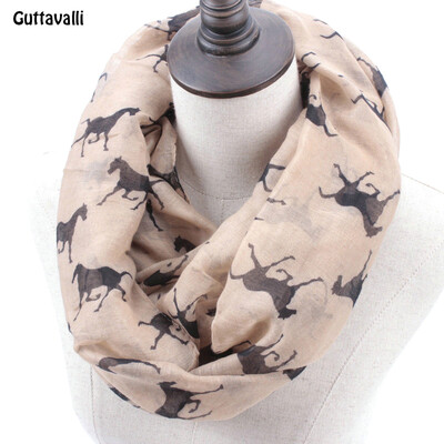 

Guttavalli Fashion Woman Solid Horse Print Loop Shawl Women Winter Stripes Кольцо Шарфы Женские осенние лошади Animal Infinity Scarf