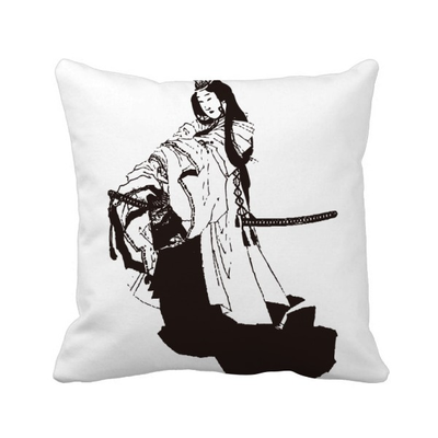 

Japan Black Kimono Illustration Square Throw Pillow Insert Cushion Cover Home Sofa Decor Gift