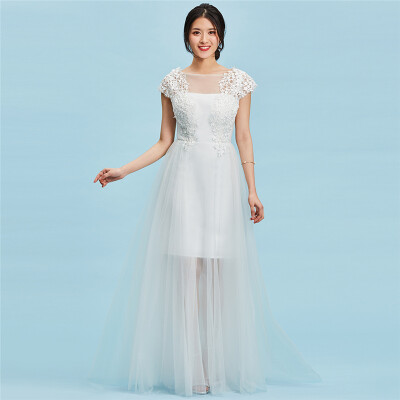 

CAZDZY Scoop Lace Appliques A Line Wedding Dress