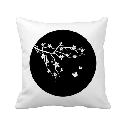 

Branch Sakura Japan Butterfly Japan Square Throw Pillow Insert Cushion Cover Home Sofa Decor Gift